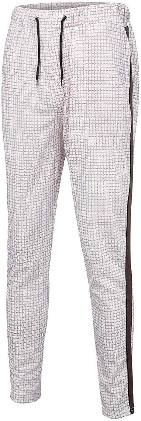 drawstring waist plaid trousers