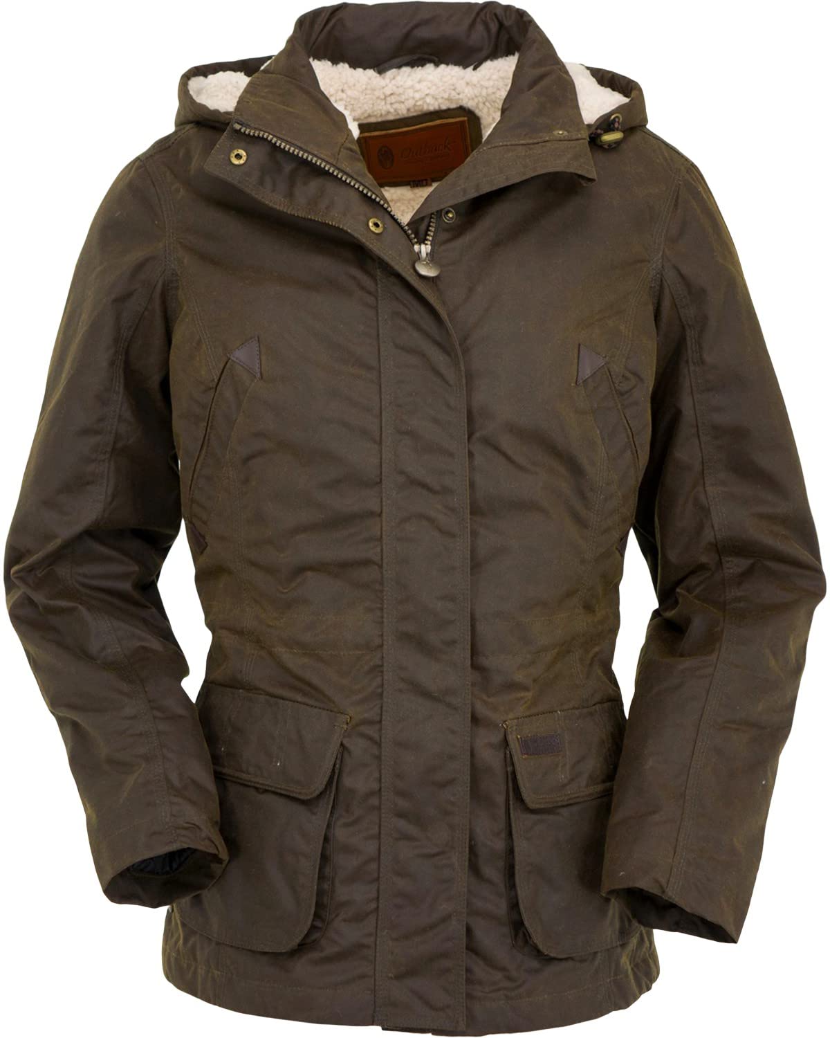 Photo 1 of OUTBACK TRADING Women's Adelaide Waterproof Breathable Warming Insulated Oilskin Western Jacket with Removable Hood, Bronze, Small
