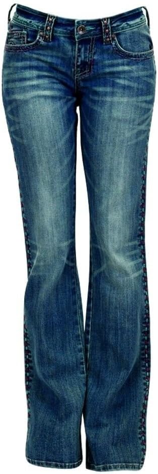 Cowgirl Tuff Women's Broken Arrow Boot Cut Jean w/Turquoise & Red Stitching