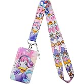 Daisy Cartoon Duck Character Funny Faces Lanyard with ID Holder Keychain