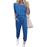 PRETTYGARDEN Women's Two Piece Lounge Sets 2026 Spring Summer Jogger Pants Vacation Outfits Travel Airplane Matching Clothes