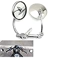 Universal Motorbike Side Mirror Chrome Round Rearview Mirrors Bar End Mirrors for Motorcycle Chopper Scooter Cafe Racer