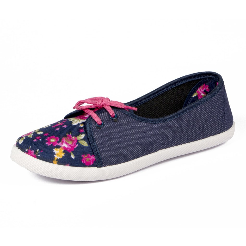 asian shoes lr-82 navy blue pink canvas women shoes