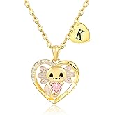 C-leen Axolotl Necklaces Gifts for Girls, 14K Gold Plated Heart Initial Pendant Axolotl Necklace Initial Necklace Birthday Gifts for Women Teen Girls