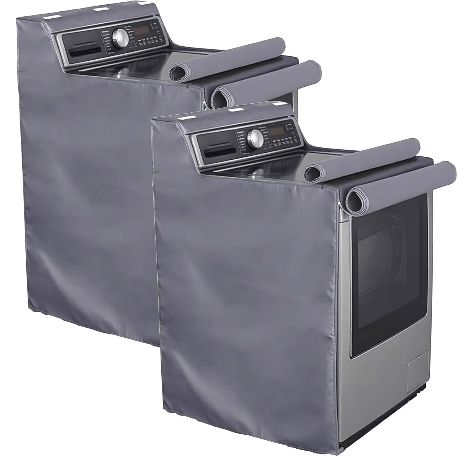 Photo 1 of 2 Pack Washing Machine Cover, Waterproof Dustproof Oxford Fabric Washer Dryer Cover with Zipper, Universal Fit for Top or Front Load Appliances, 29"W x 28"D x 40"H, Grey