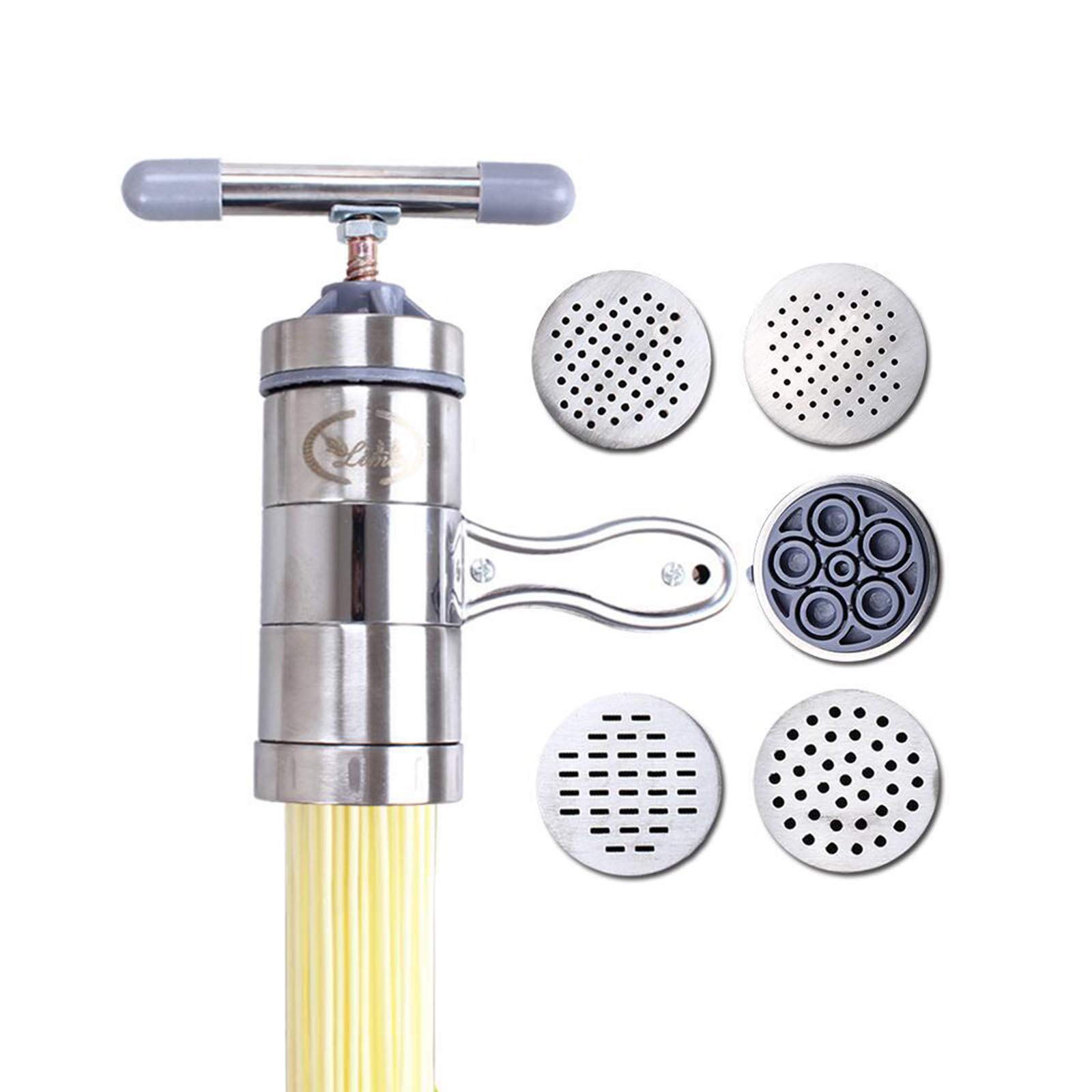 Anmas Power Manual Pasta Maker - Stainless Steel Noodle Machine with 5 Attachments, Durable Pasta Press for Fresh Homemade Pasta, Easy to Use and Clean