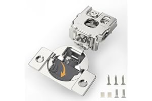 Furniware 10 Pack 5 Pairs 1 inch Overlay Soft Close Hinges for Kitchen Cabinet Hinges 4 Way Adjust Soft Closing Face Frame Cabinet Hinges, 105° Open Concealed Self Closing Hinges Brushed Nickel