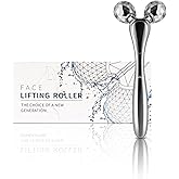 3D Facial Massager Rollers Facial Lifting Massager, Skin Care Face Body Massager Firming Tools for Body Relaxation Massage, Kneading, Body Slimming and V-Shaped Face Lift, Anti-Wrinkle (Silver)