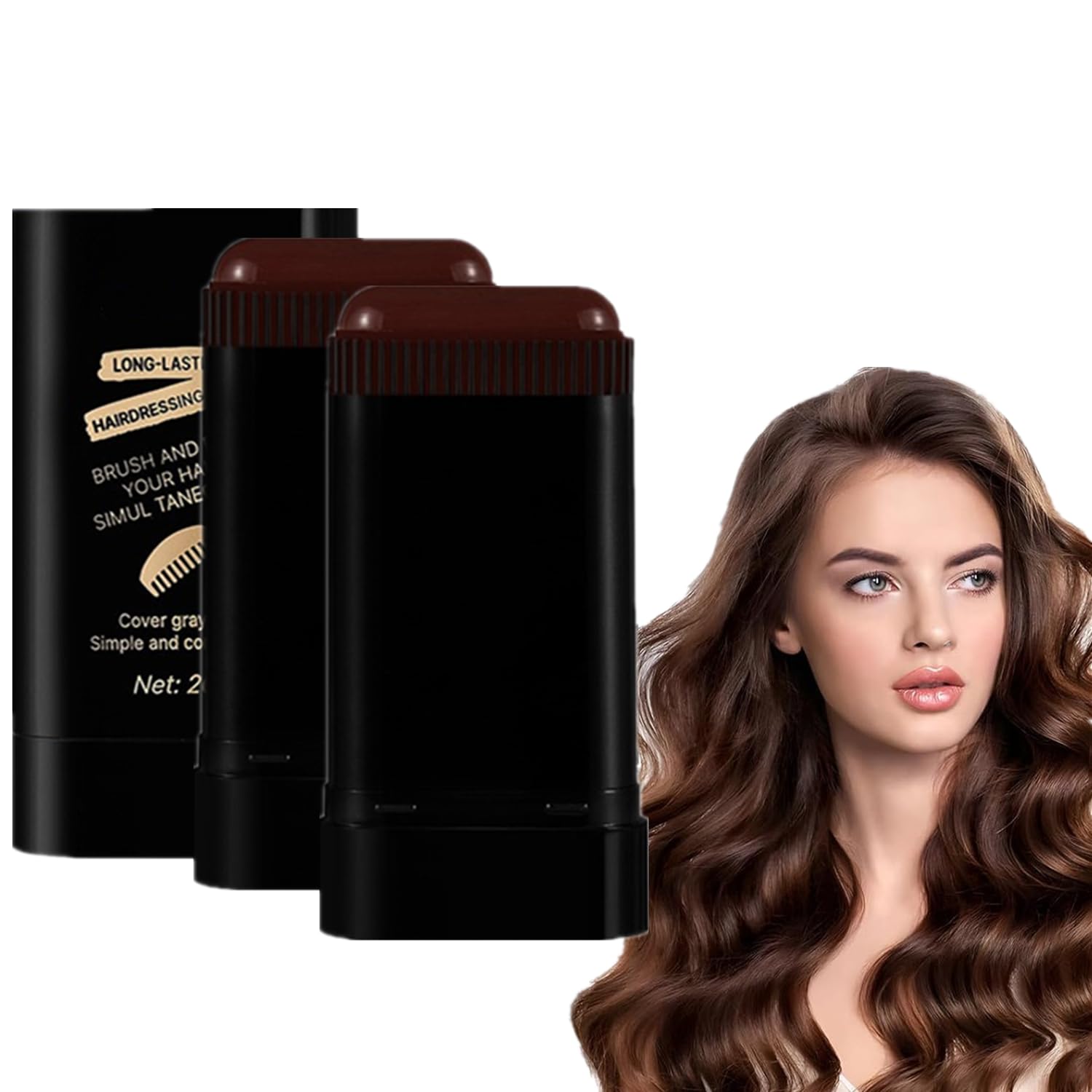 Photo 1 of 2Pc Safe and Convenient Comb Hair Dye, Portable Hair Dye Comb For Gray Hair Coverage, Waterproof and Sweat-Proof Hair Colouring Stick, 2 in 1 Instant Dye for Women & Men (Coffee)