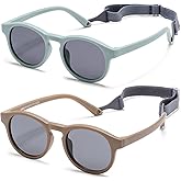 HJSTES Polarized Baby Sunglasses for Toddler Boys Girls, TPEE Flexible Frame with Strap, for Infant Age 0-3