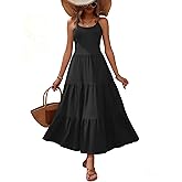 Zeagoo Womens Summer Long Dress Adjustable Spaghetti Strap Floral Casual Dress with Pockets Flowy Tiered Beach Sundress
