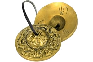 Tibetan Tingsha Cymbals - 6.5 cm/2.5in -Tibetan Buddhist Lucky Symbol Embossed Meditation Yoga Bell Chimes,B