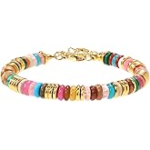 Mikovivi Bohemian Stack Bangle, Stackable Colorful Boho Bracelets Gemstone Beaded Bracelets Handmade Beach Jewelry Trendy Fashion Bracelets for Woman Birthday Gift Party Daily Wearing