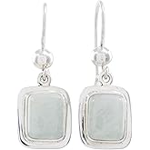 NOVICA Artisan Handmade Jade Dangle Earrings Fair Trade Mint Green Silver Sterling Guatemala Desert Sage Modern [1.4 in L x 0.5 in W] ' Maya Mint'
