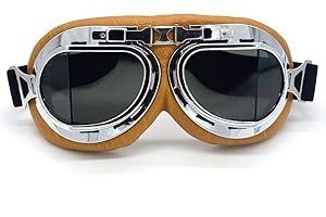 evomosa Vintage Motorcycle Goggles for Adult Anti Fog&Wind&Dust&Sand Aviator Pilot Motocross Dirt Bike Atv Riding Goggles with Smoked Lens,Fit Over Glasses or Helmet