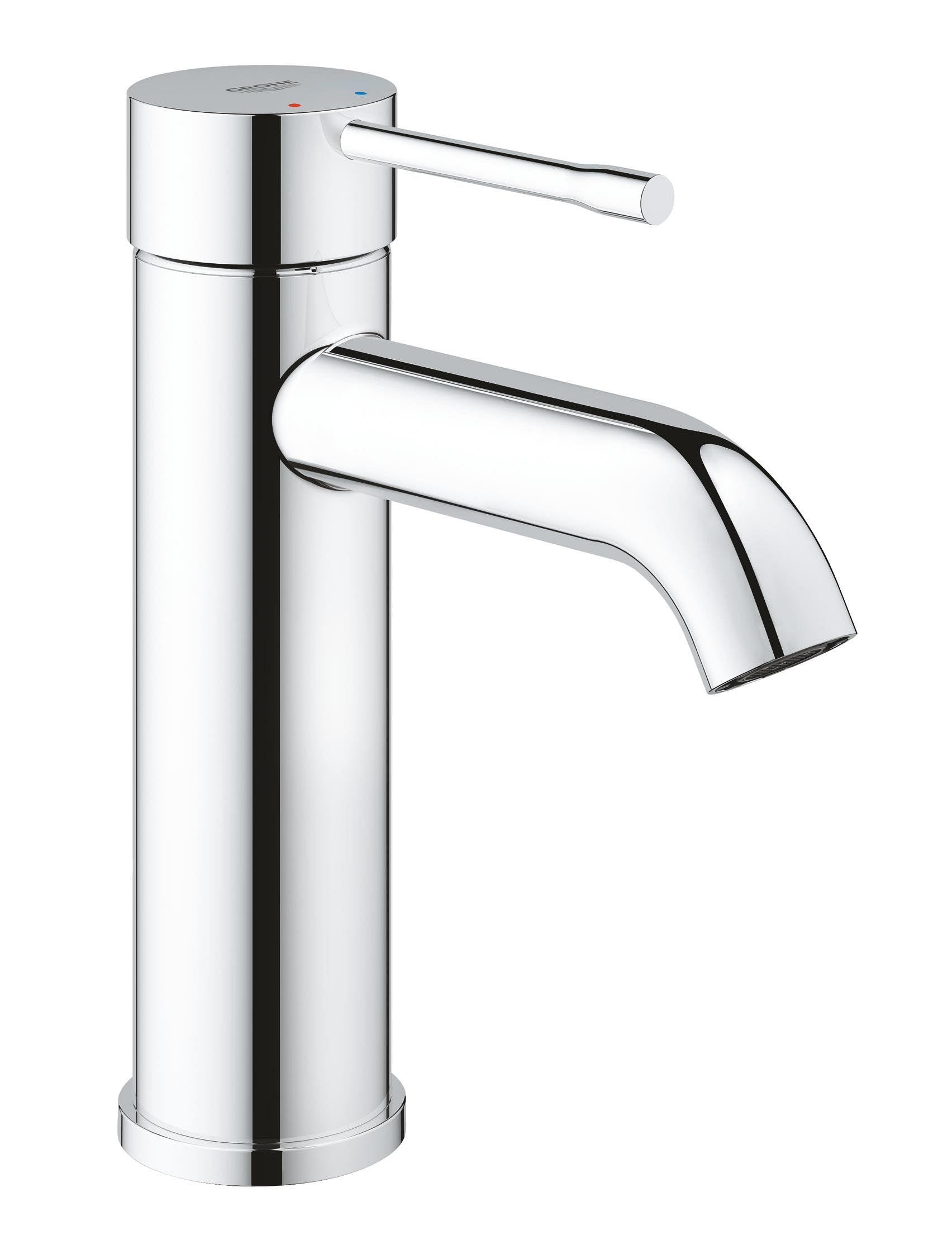 GROHE Essence Smooth Body Basin Mixer Tap (S-Size 208mm, Metal Lever, 28 mm Ceramic Cartridge, Water Saving, 3/8 Inch Tails), Chrome, 23590001