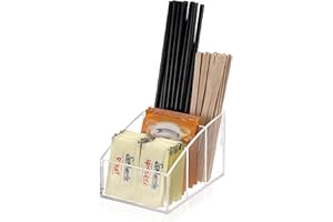 ELLDOO 3-Section Sugar Packet Holder, Clear Acrylic Sugar Bowl for Restaurant, Tea Bag Organizer, Small Condiments Packet Hol