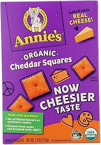 Annie's Organic Cheddar Squares, Baked Cracker Snacks, 7.5 oz