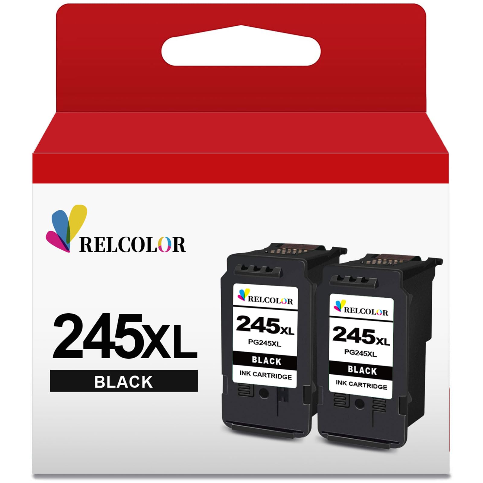 Relcolor Compatible Ink Cartridge Replacement for Canon 245XL (Black 2 Pack) 245 PG245 Work for MX490 MG2522 MX492 TR4520 TR4500 MG2520 TS3300 TS3322 MG2525 TR4522 TS3100 TS3122 TS3320 MG2500 TS3100