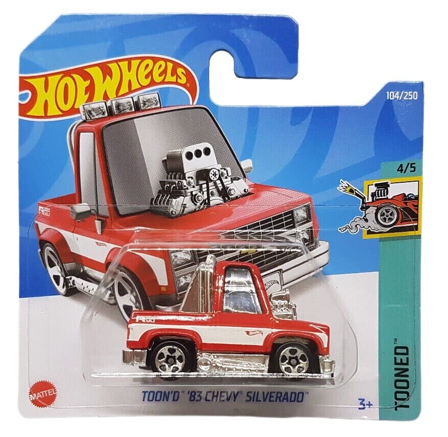 Hot Wheels - Toone'd '83 Chevy Silverado - Tooned 4/5 - HCX11 - Short Card - Red - GM - Mattel 2022
