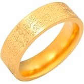 VASSAGO Stainless Steel Islamic Ayatul Kursi Ring for Women Men | Muslim Allah Arabic Calligraphy Ring Religious Band Islam Eid Ramadan Gifts