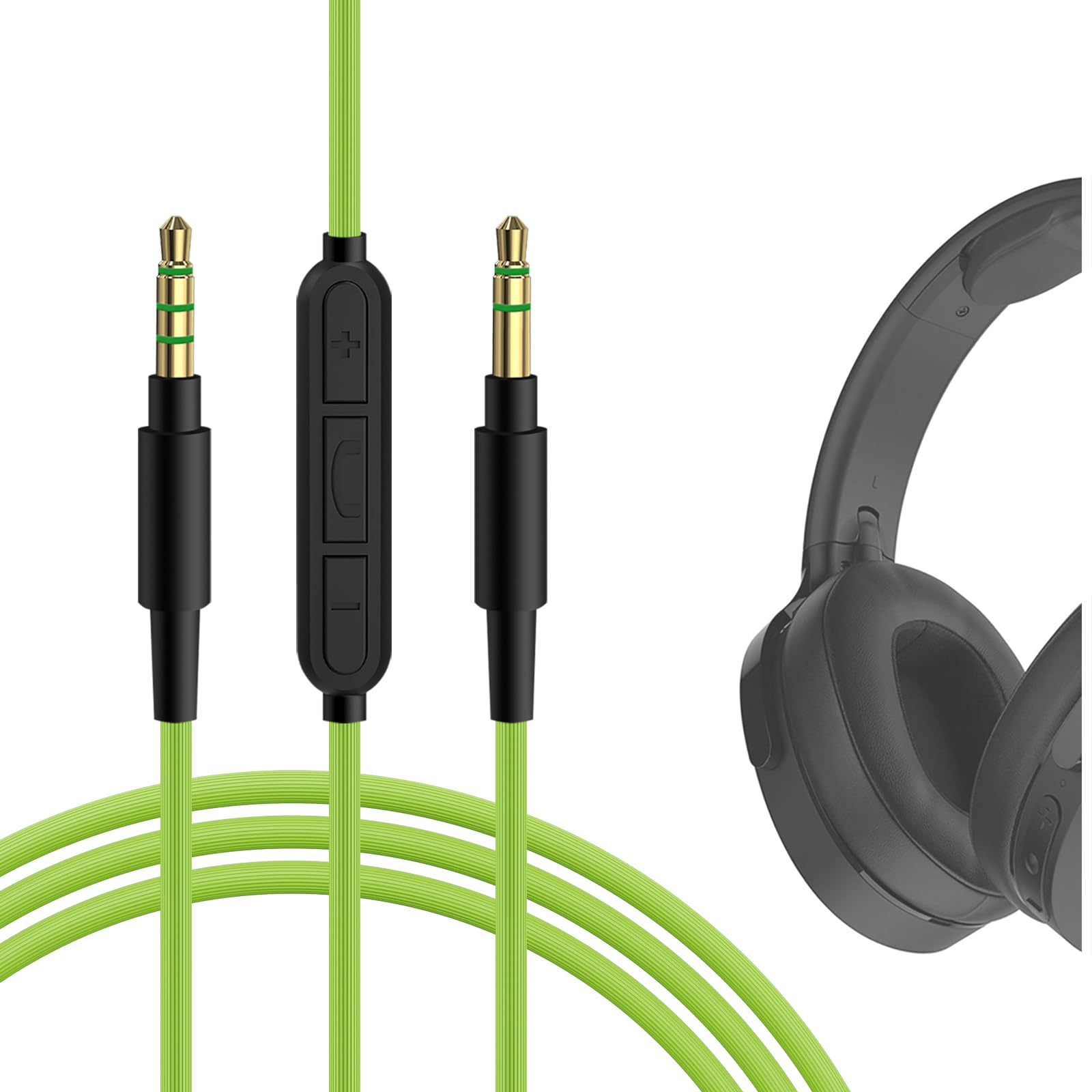 GEEKRIA Audio Cable with Mic Compatible with Skullcandy Hesh Evo/3, Crusher Evo, Grind, Riff 2, 3.5mm Replacement Stereo Aux Cord with Inline Microphone and Volume Control (4 ft/1.2 m)