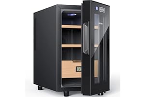 NEEDONE 150 Count Cabinet with Heating and Cooling Electric Temperature Control System, Made with Spanish Cedar Wood Shelves & Drawer with Hygrometer, Gift for Men