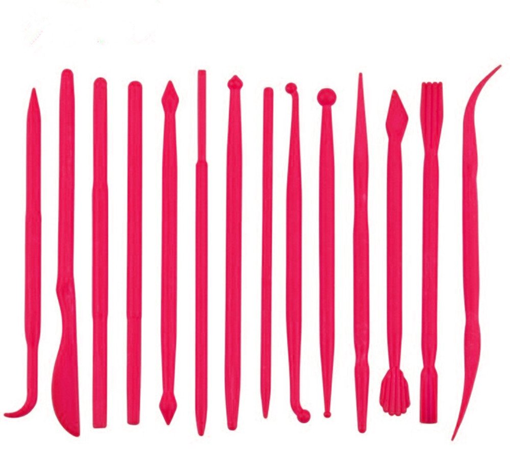 yueton 14pcs Set Plastic Crafts Clay Modeling Tool for Shaping and Sculpting (Hot Pink)