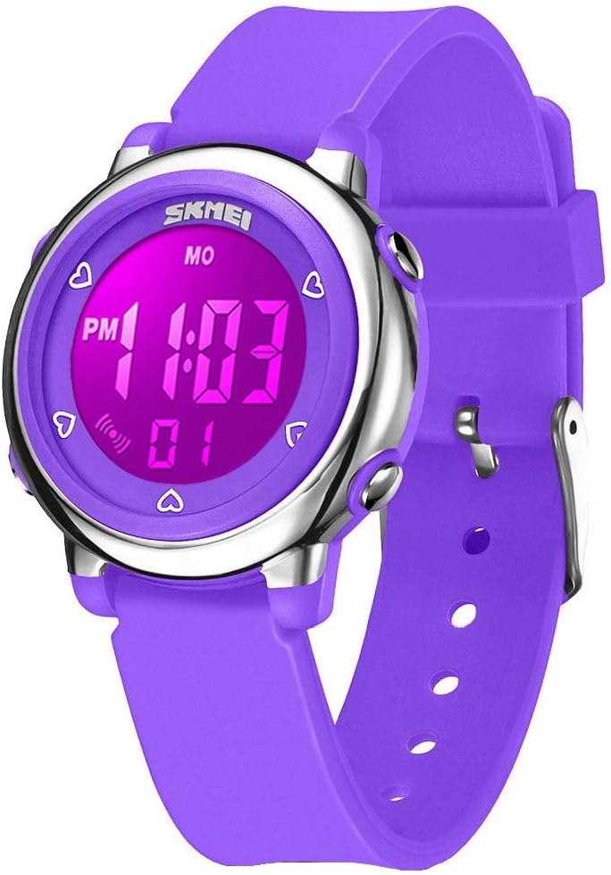 WUTONYU Kids Watches Digital Sports Waterproof Watch for Boys Girls,Child Electronic Multi Function Casual Outdoor Wristwatches with 7 Colorful LED Luminous Alarm Stopwatch Date Week