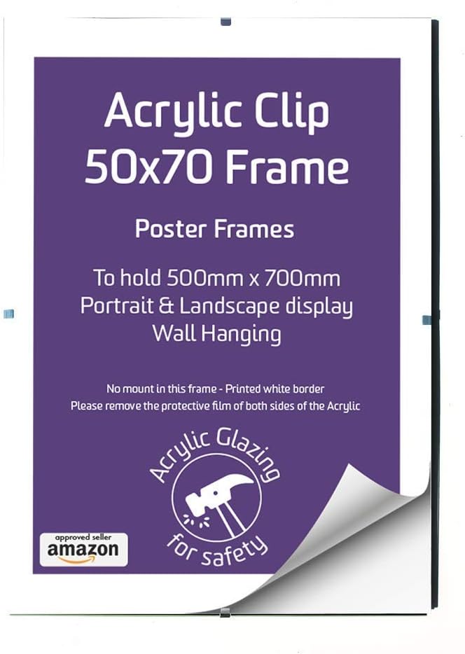 Clip Frames 50 x 70 cm Wall Hanging Acrylic Glazing Clip Frame