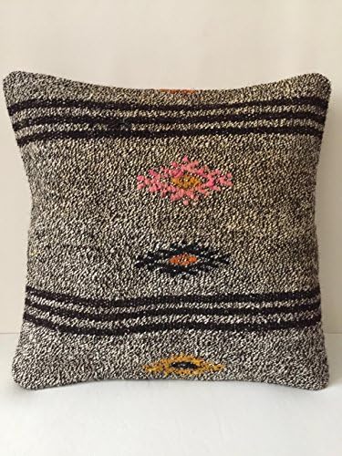 Kilim Pillow 16'' x 16'' Anatolian Turkish Cushion Cover (40cm x 40cm), sofa pillow, couch pillow, embroidered, handmade, kilim rug,