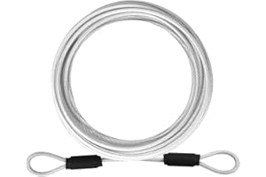 VIVBOO 3mm Stainless Steel Security Cable 4/6/10/15FT Luggage Lock Safety Cable Wire Flexible Steel Cable Security Wire Rope with Double Loop (1 Pack)