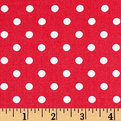 Cotton Stretch Poplin Polka Dots Papaya/Ivory Fabric By The Yard