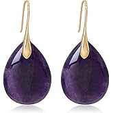 Wovanoo Natural Stone Earrings for Women Boho Dangle Drop Earrings Gemstone Fishhoop Statement Gold Earring