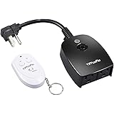 TiFFCOFiO Outdoor Wireless Remote Control Outlet, Weatherproof Plug in Switch, 2 Grounded Electrical Outlets for Outdoor Ligh