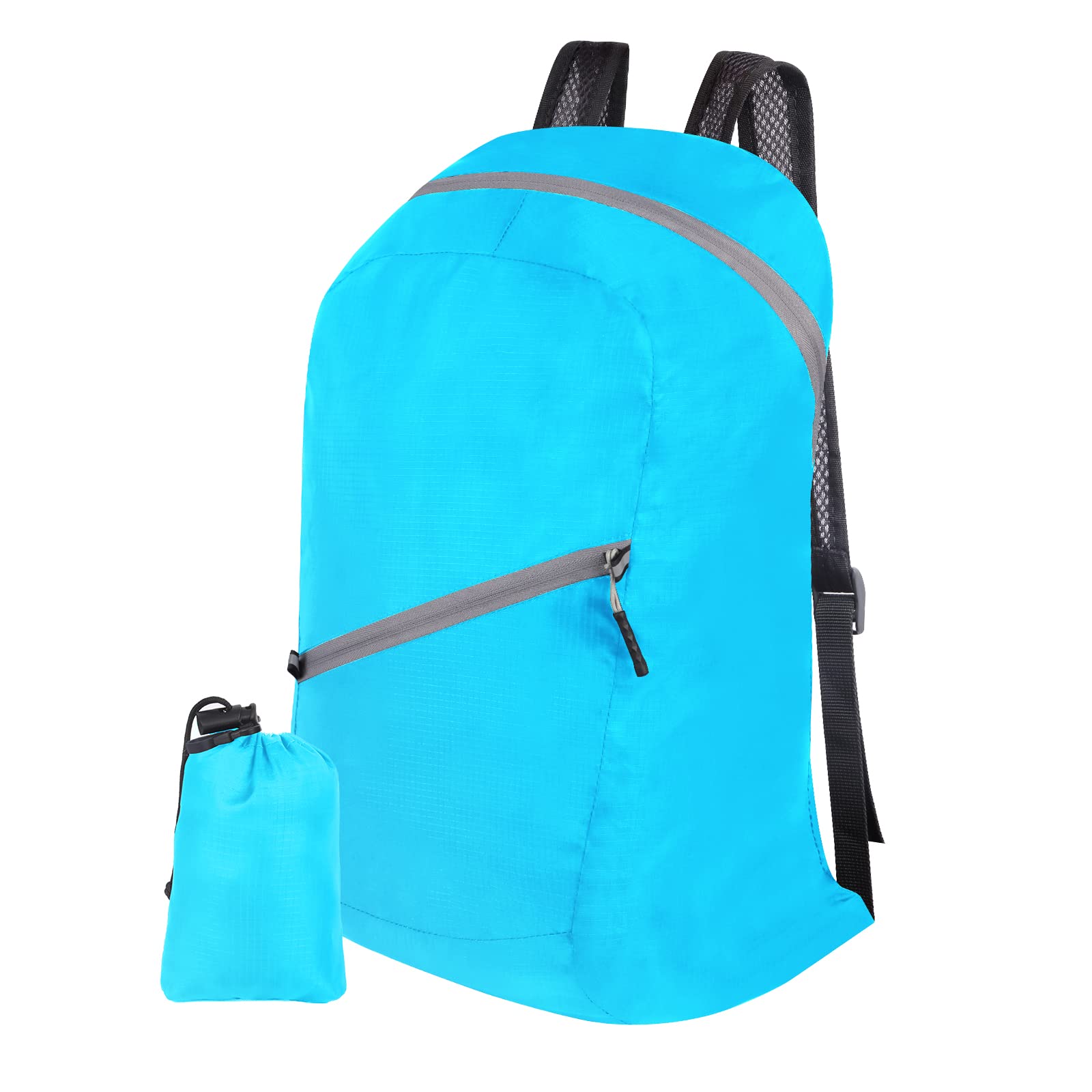 Beaface Ultra Lightweight Backpack Foldable, Waterproof Foldable Rucksack for Outdoor Travelling, Packable Backpack Folding Travel Backpack for Men Women Hiking Walking Camping Biking (Light Blue)