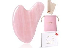 Azymi Rose Quartz Gua Sha, Natural Jade Gua Sha Stone Face Jawline Muscle Sculptor for SPA Acupuncture Therapy Massager Tool for Face Neck Shoulder Back