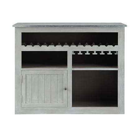 Aprodz Mango Wood Duffy Wine Storage Stylish Bar Cabinet for Living Room | White Finish