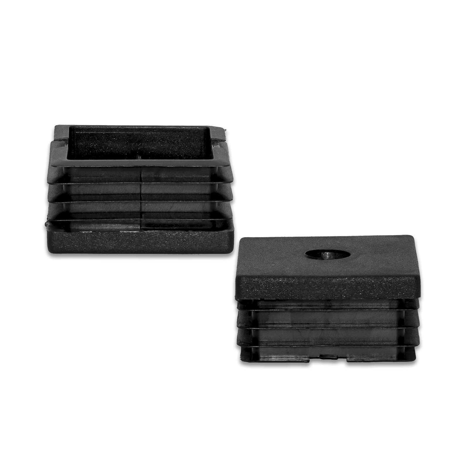 Flyshop Black 16 Pcs M8 Thread Square Plastic Adjustable Leveling Foot Tube Insert Table Chair Tube End Blanking Caps, 50 mm x 50 mm