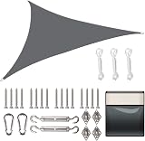 Yeahmart Triangle Sun Shade Sail 2x2x2m with Fixing Kit Grey Waterproof UV 98%