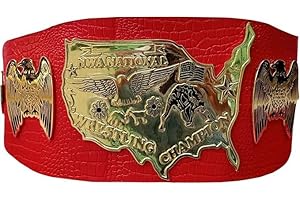 Saga Hashm Sports New NWA NATIONAL Gold Zinc Championship Belt Red Regular