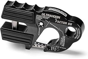 Factor 55 00250-04 Ultrahook Winch Hook Closed System Shackle Max Load 16,000 lbs ULT Strength Shackle Pin Mount 48,000 lbs Offroad 4x4 Adventure – Black