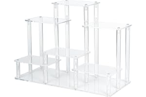 Choowin 6-Tier Acrylic Display Riser Display Stand Display Shelf Perfume Organizer Tabletop Acrylic Riser for Display Collectibles Action Figures Funko Pop Tiered Display Stand with Base Large