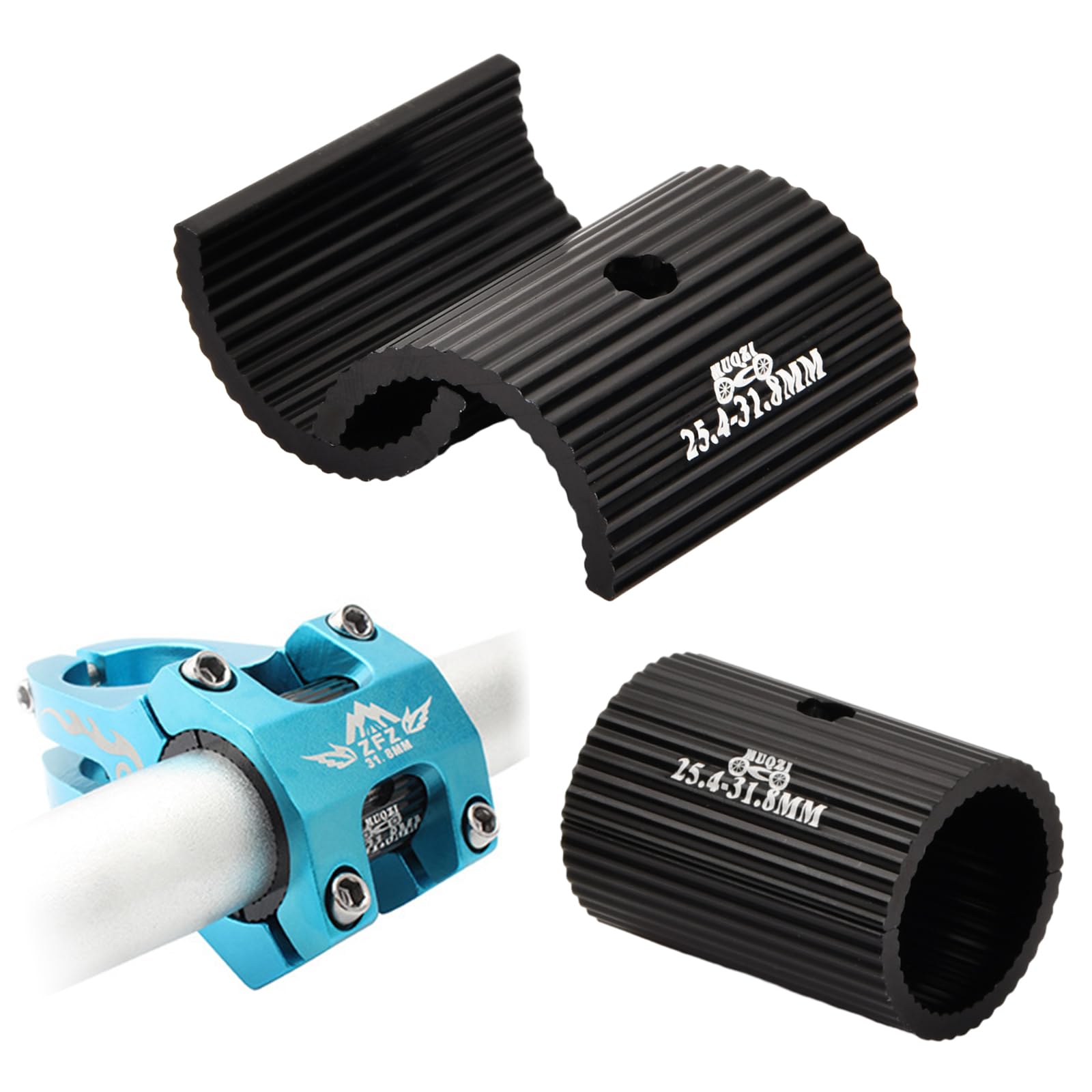 Azonelife 1Pair Bike Handlebar Shim, Bicycle Handlebar Stem Shim 25. 4mm to 31. 8mm, Handlebar Adapter Reducer Clamp Spacer Aluminum Alloy Conversion Shims for Most Bicycle and Road Bike