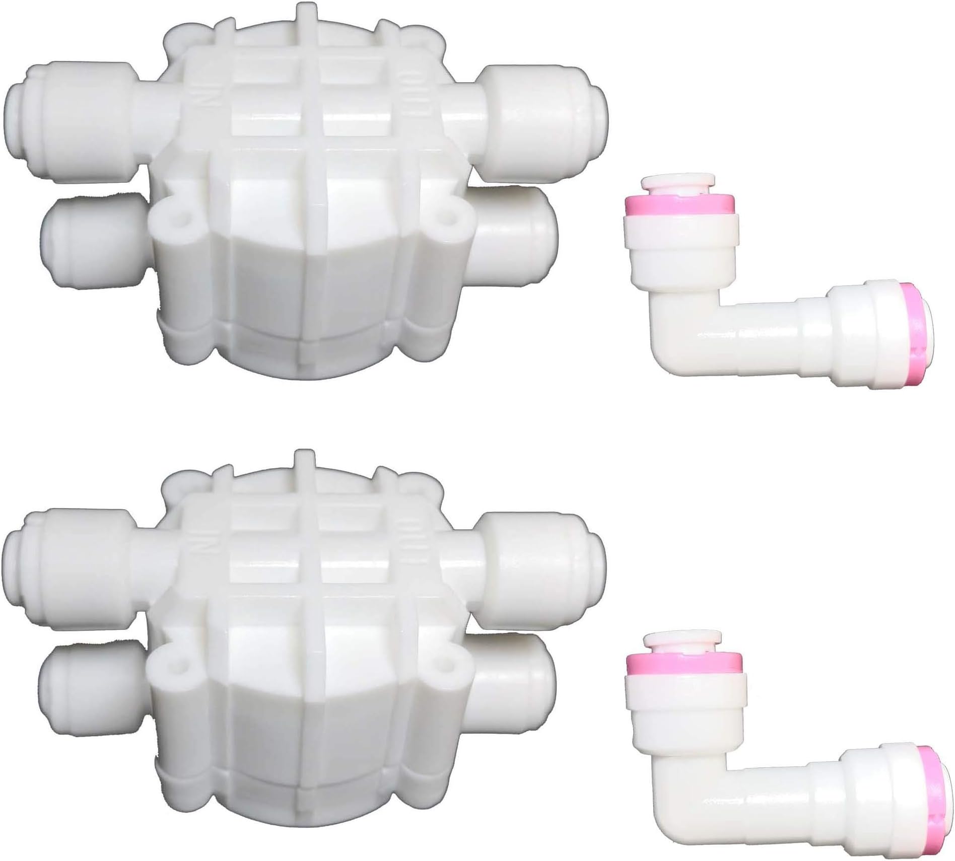 Malida 1/4 Inch tube Automatic Shut Off Valve Push to Quick Connect Fittings For Reverse Osmosis Water Purifiers Filters (4 Way Shut-Off Valve)