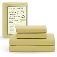 LANE LINEN Queen Sheets Set, 4Pc 100% Organic Cotton Bed Sheets Queen Size, Soft Sheets, Percale Weave, Luxury Hotel Sheets Queen Size, Breathable Queen Sheets Deep Pocket Upto 15" - Cocoon