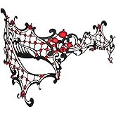 Cosmer Masquerade Mask for Women Shiny Laser Cut Metal Rhinestone Mask Party Porm Ball Mask