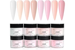 MakarttPro Cool Tone Acrylic Powder Collection - Essential Nude and Pink Cover Powder - Smooth Application - Professional Quality for Nail Technicians - Beginner Friendly - 8-Piece Set with 2oz/56g