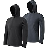 2PC Men's Athletic Hooded Shirts – Dry Fit Long Sleeve for Gym, Fishing & Sun Protection
