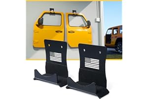 LUMENIX Heavy Duty Door Storage Hangers Bracket, Wall-Mount Doors Holder Rack Compatible with 1956-2024 Jeep Wrangler CJ YJ TJ JK JKU JL JLU LJ JT(2 PCS, America Flag Pattern)